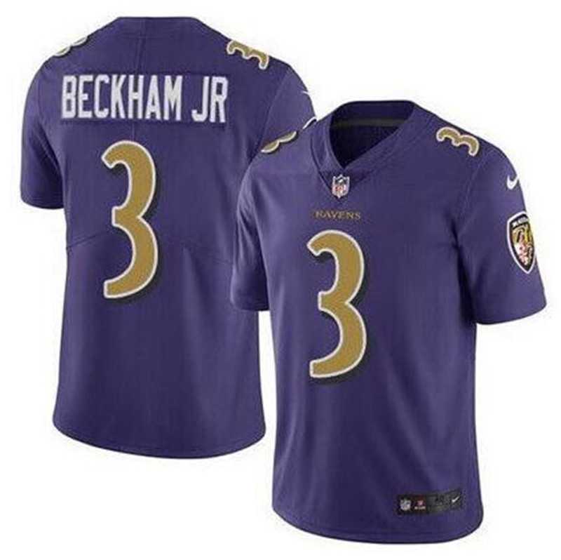 Men & Women & Youth Nike Baltimore Ravens #3 Odell Beckham Jr Purple Color Rush Limited Jersey->baltimore ravens->NFL Jersey